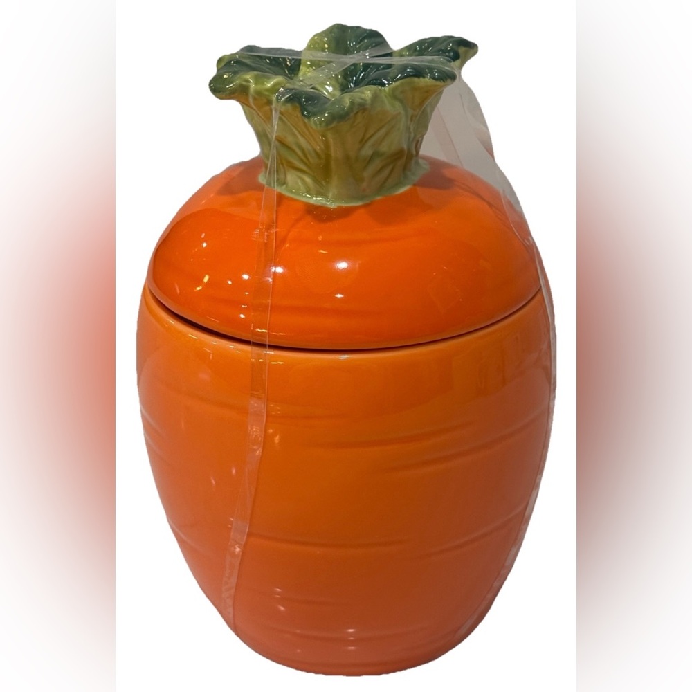 POTTERS STUDIO LARGE EASTER GARDEN SPRING SUMMER CARROT CANISTER NEW